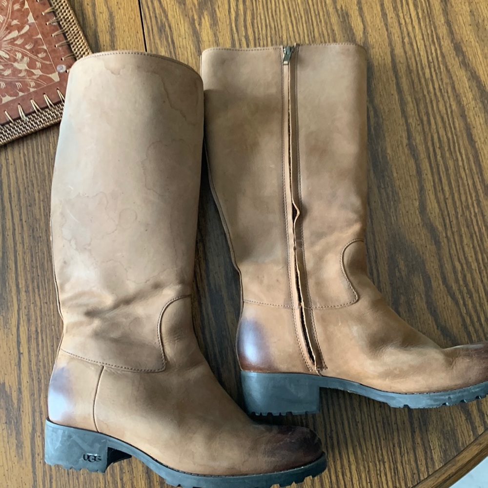 Ugg brown leather knee high boots